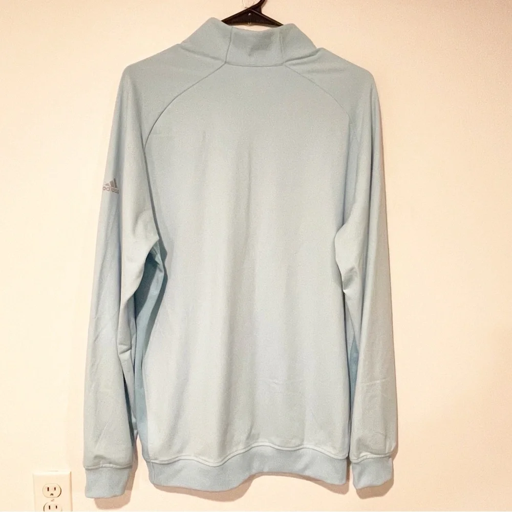Adidas Climalite‎ Mens Size Medium Light Blue Quarter Zip Long Sleeve Pullover